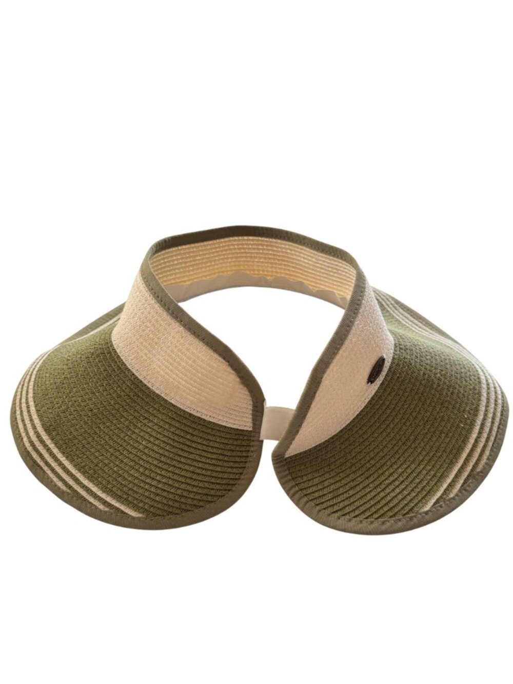 Sun N Sand Womens Straw Wide Visor Green/Beige Adjustable Fit Lightweight Travel - Picture 7 of 16
